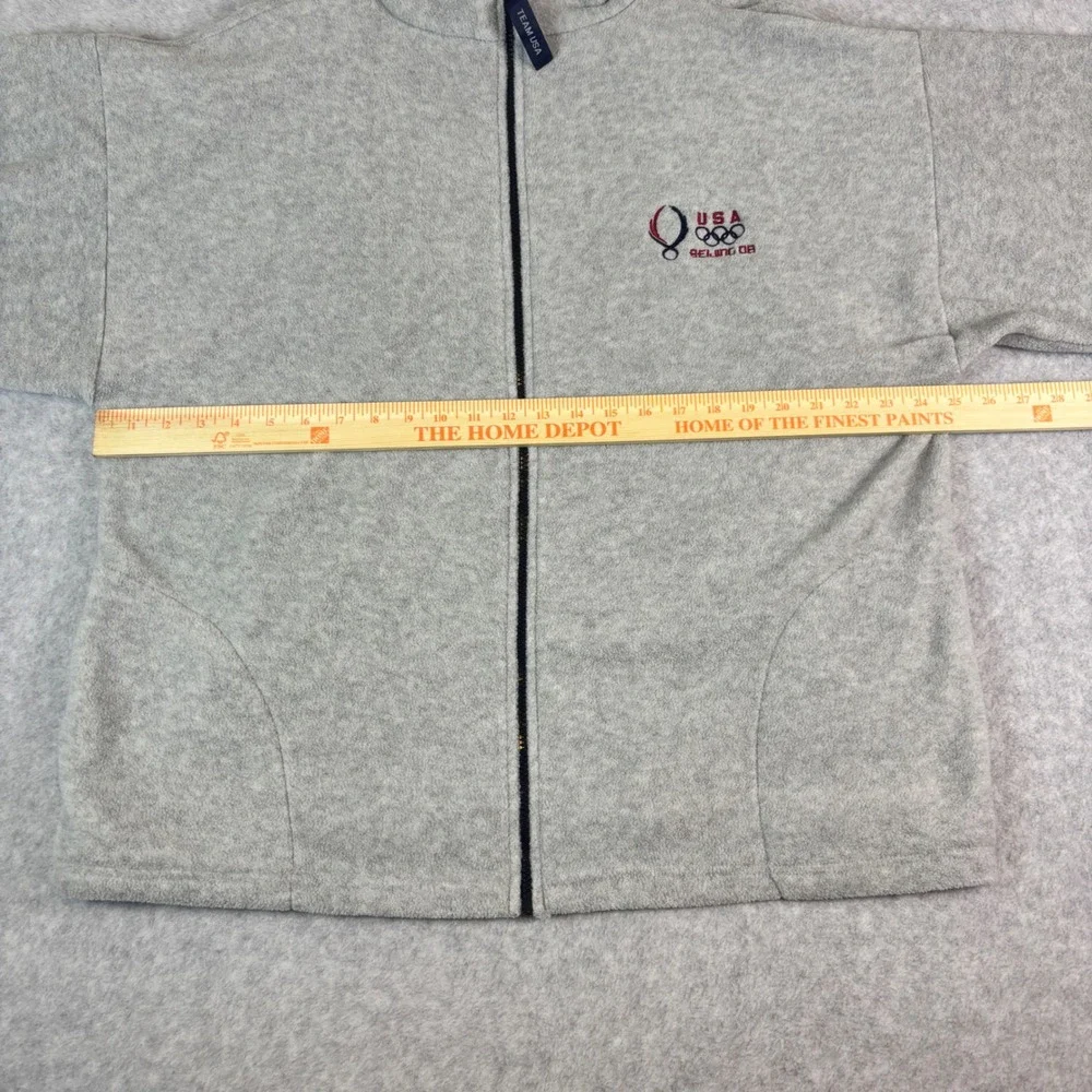 Team USA Beijing 08 Olympics‎ Fleece Jacket Mens Gray Full Zip Embroidered 2XL